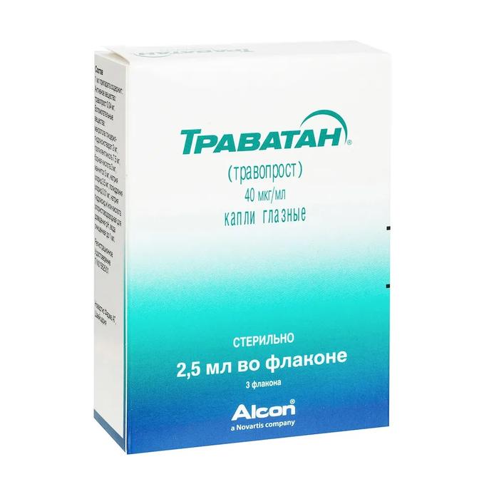Изображение товара Траватан капли глазные 40мкг/мл 2,5мл фл-кап. №3 (Травопрост)