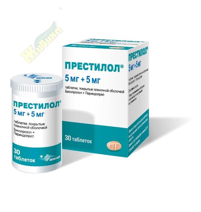 Изображение товара Престилол 5 мг+5 мг таблетки №30 для лечения гипертензии и сердечных заболеваний