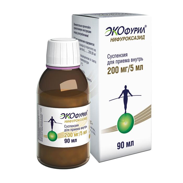 Изображение товара Экофурил сусп. д/приема внутрь 200мг/5мл 90мл фл (Нифуроксазид)