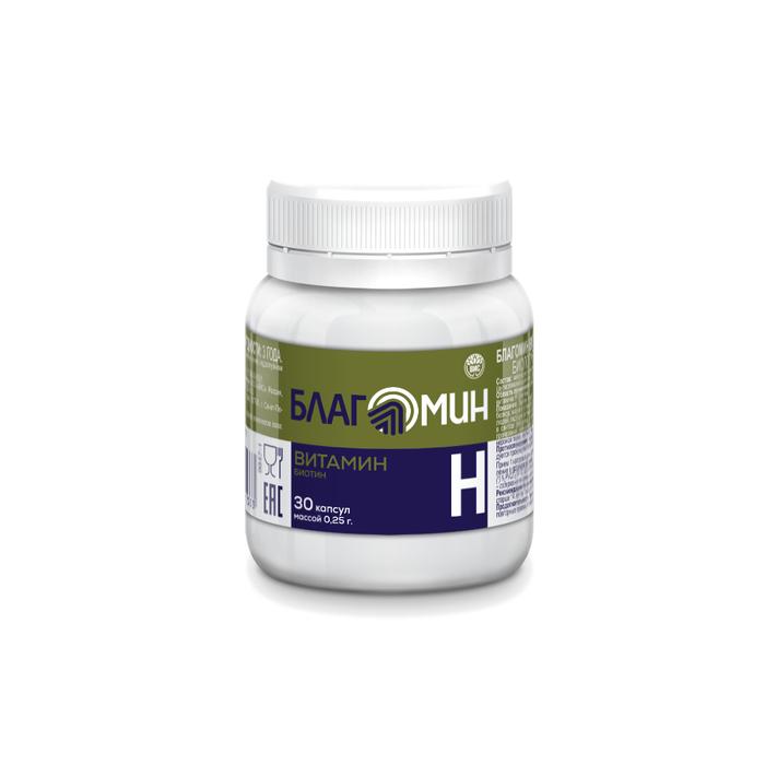 Изображение товара Благомин Витамин Н капсулы 150 мкг №30 для красоты и здоровья кожи волос ногтей