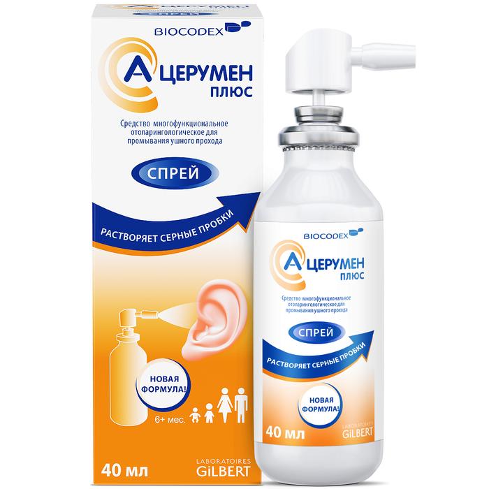 Изображение товара А-ЦЕРУМЕН Плюс - отоларингологический спрей для удаления ушной серы 40 мл