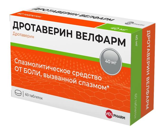 Изображение товара Дротаверин велфарм таб 40мг №60 (Дротаверин)